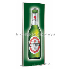 Precio de fábrica de la encimera de publicidad comercial marco metálico de acrílico LED iluminado exhibición de la botella de cerveza